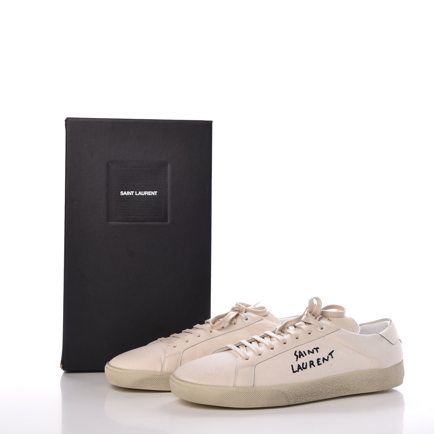 Saint Laurent Distressed Canvas Court Classic Sneakers 46 White 14 of 14