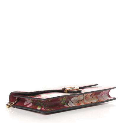 Gucci Shangai Calfskin Blooms Print Icon Chain Wallet Romantic Cerise Multicolor 3 of 4
