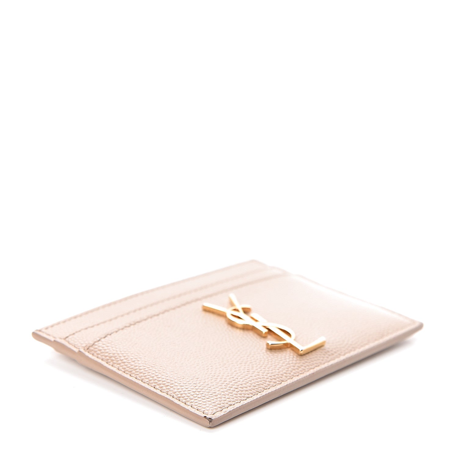 Saint Laurent Grain De Poudre Monogram Credit Card Case Nude Powder 4 of 8