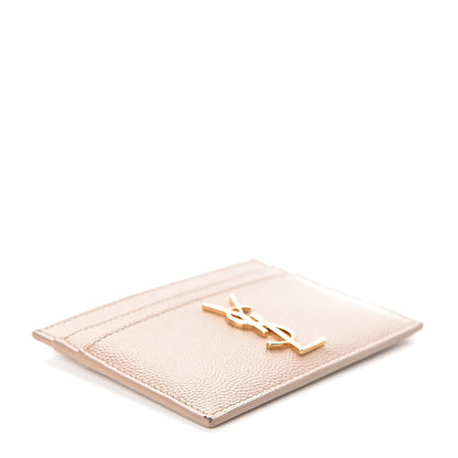 Saint Laurent Grain De Poudre Monogram Credit Card Case Nude Powder 4 of 8