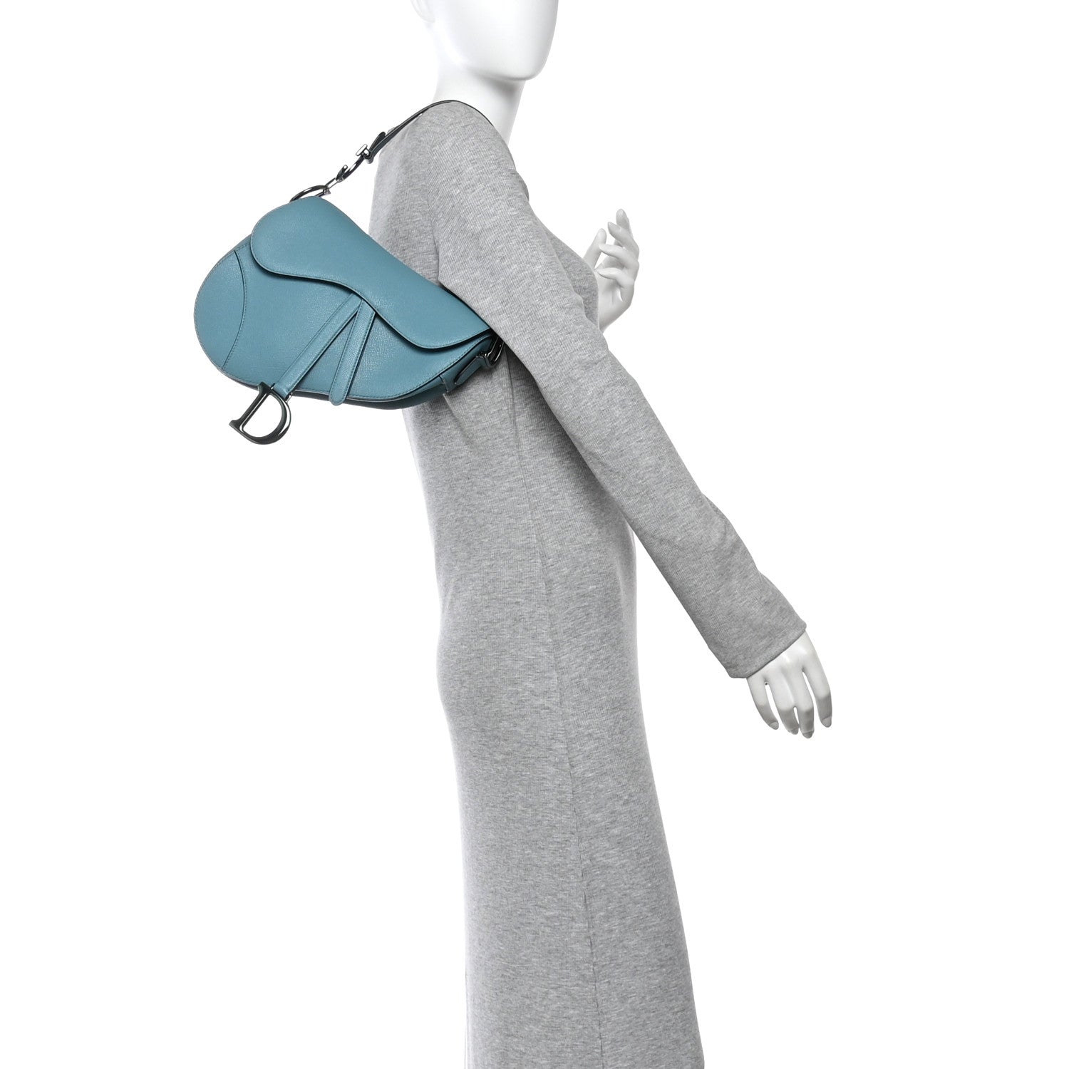 Christian Dior Grained Calfskin Saddle Bag Azure Blue 2 of 10