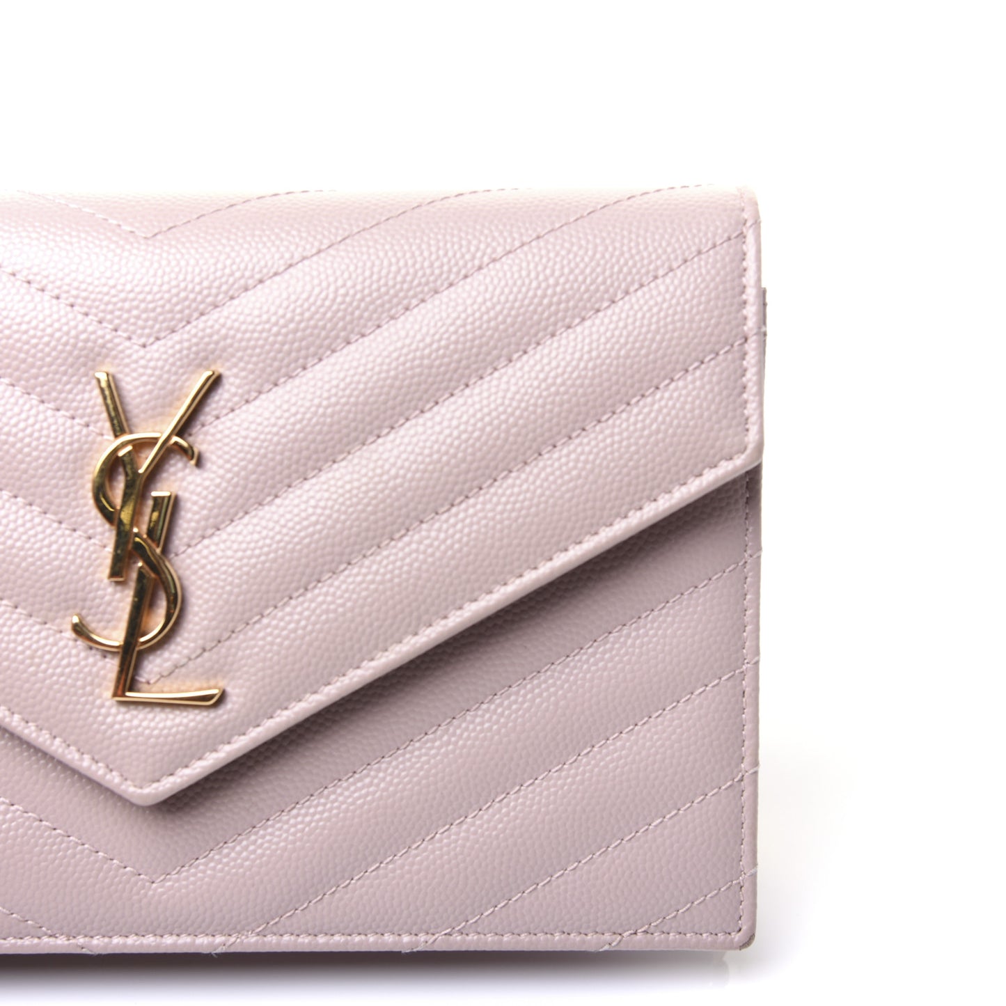 Grain De Poudre Matelasse Chevron Monogram Envelope Chain Wallet Pale Pink