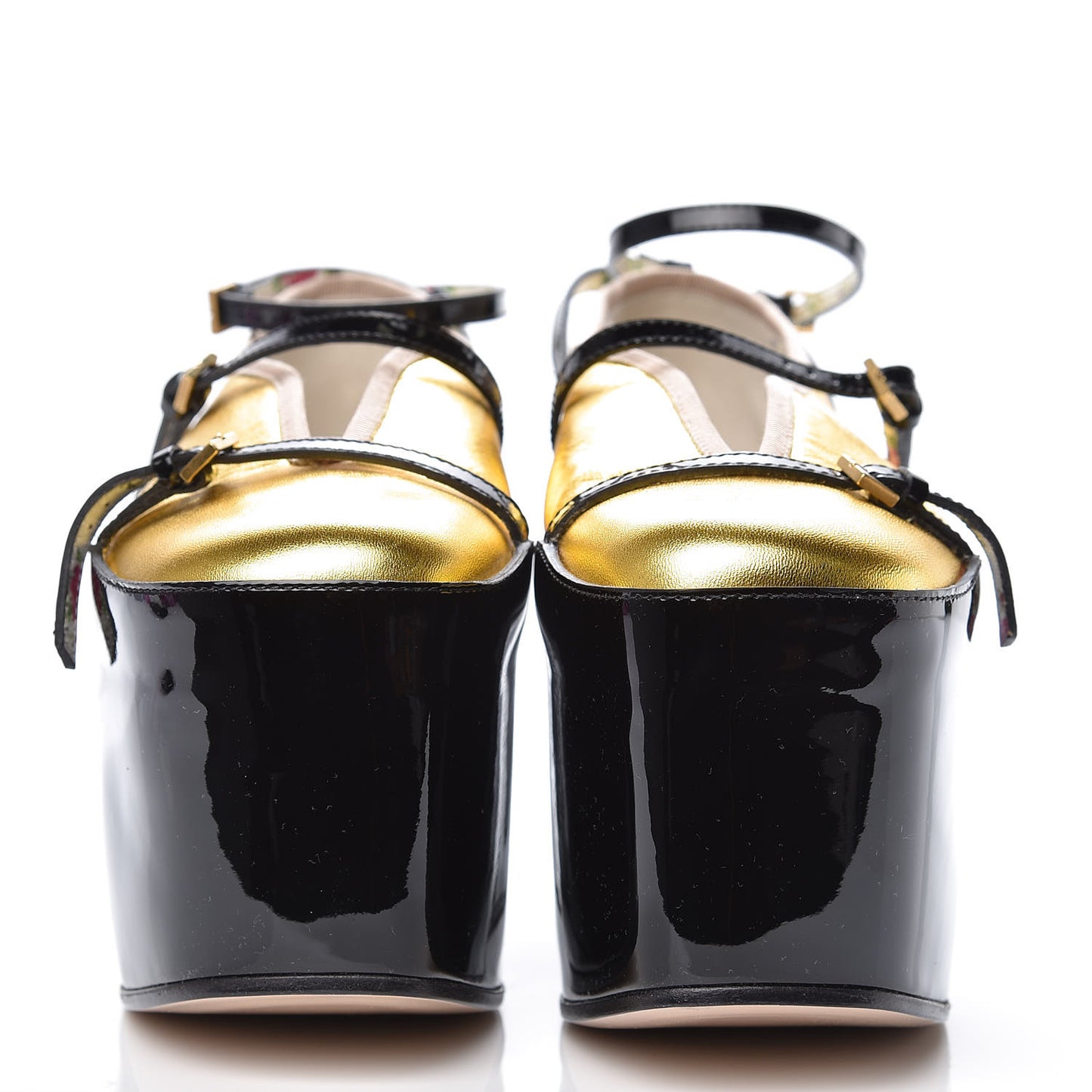 Metallic Nappa Patent Hannelore Detachable Platform Sandals 36.5 Gold Black