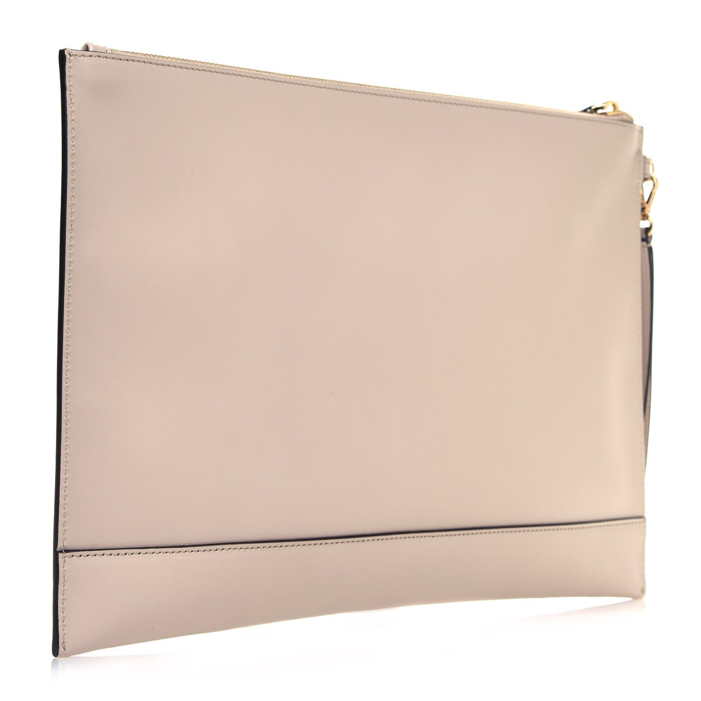 Vitello King Logo Embossed Large Flat Pouch Poudre