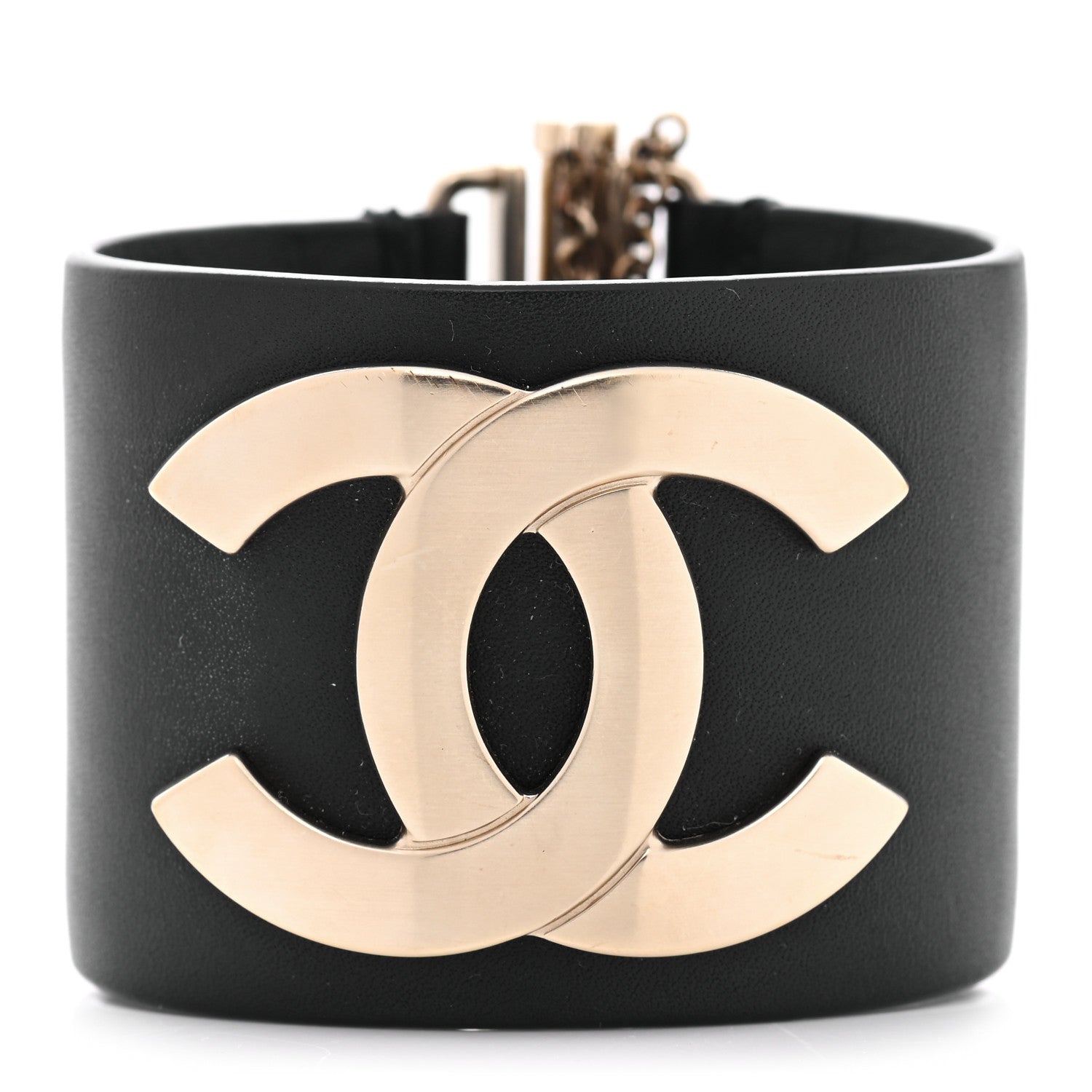 Chanel Calfskin CC Wide Cuff S Black Gold 1 of 9