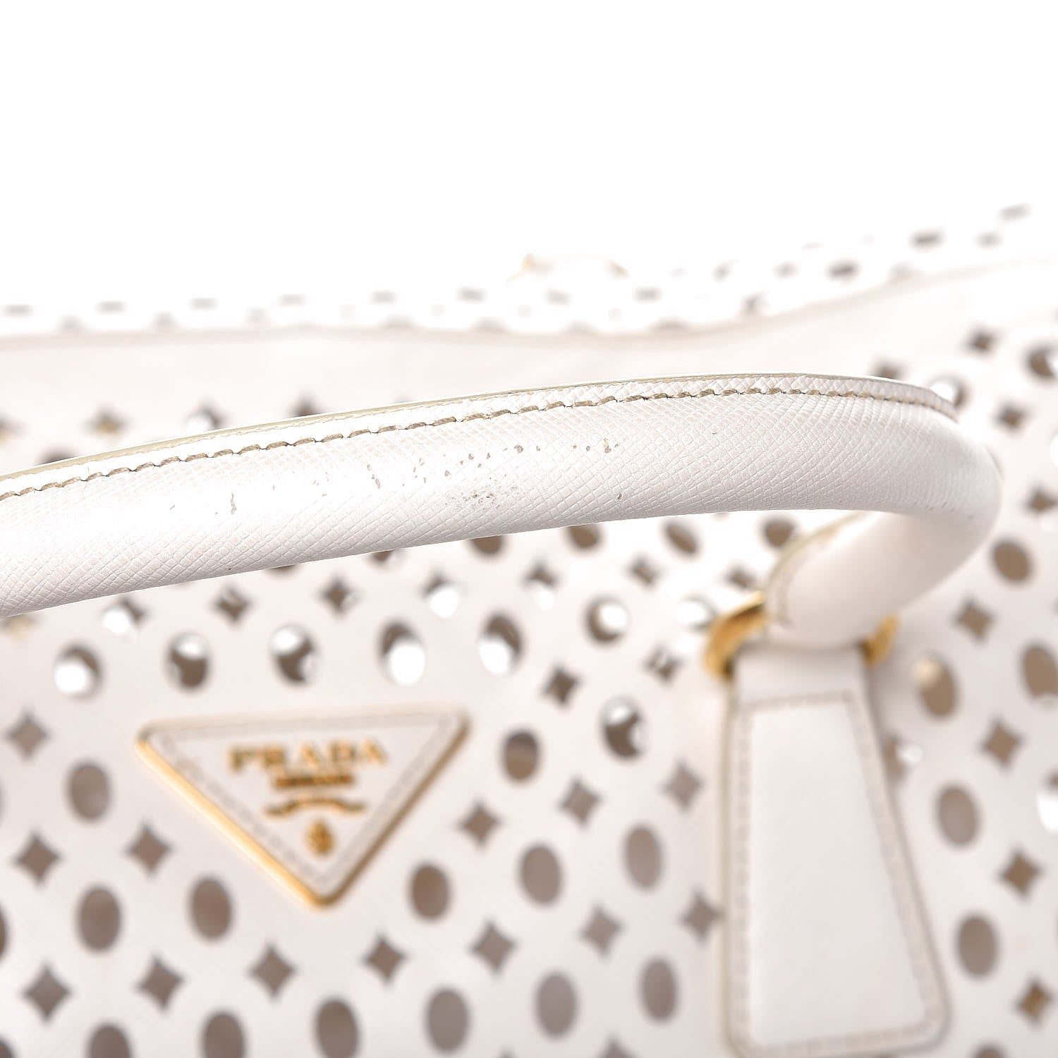 Prada Saffiano Perforated Satchel White 9 of 10
