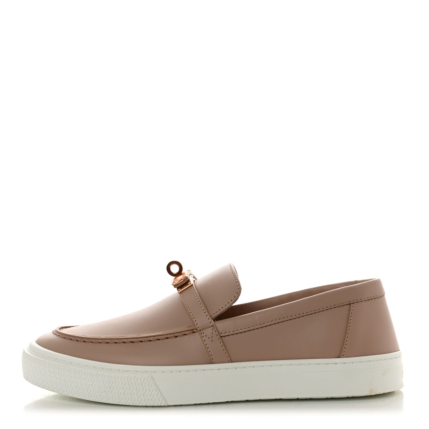 Hermes Calfskin Game Slip On Sneakers 38 Beige Nude 1 of 8
