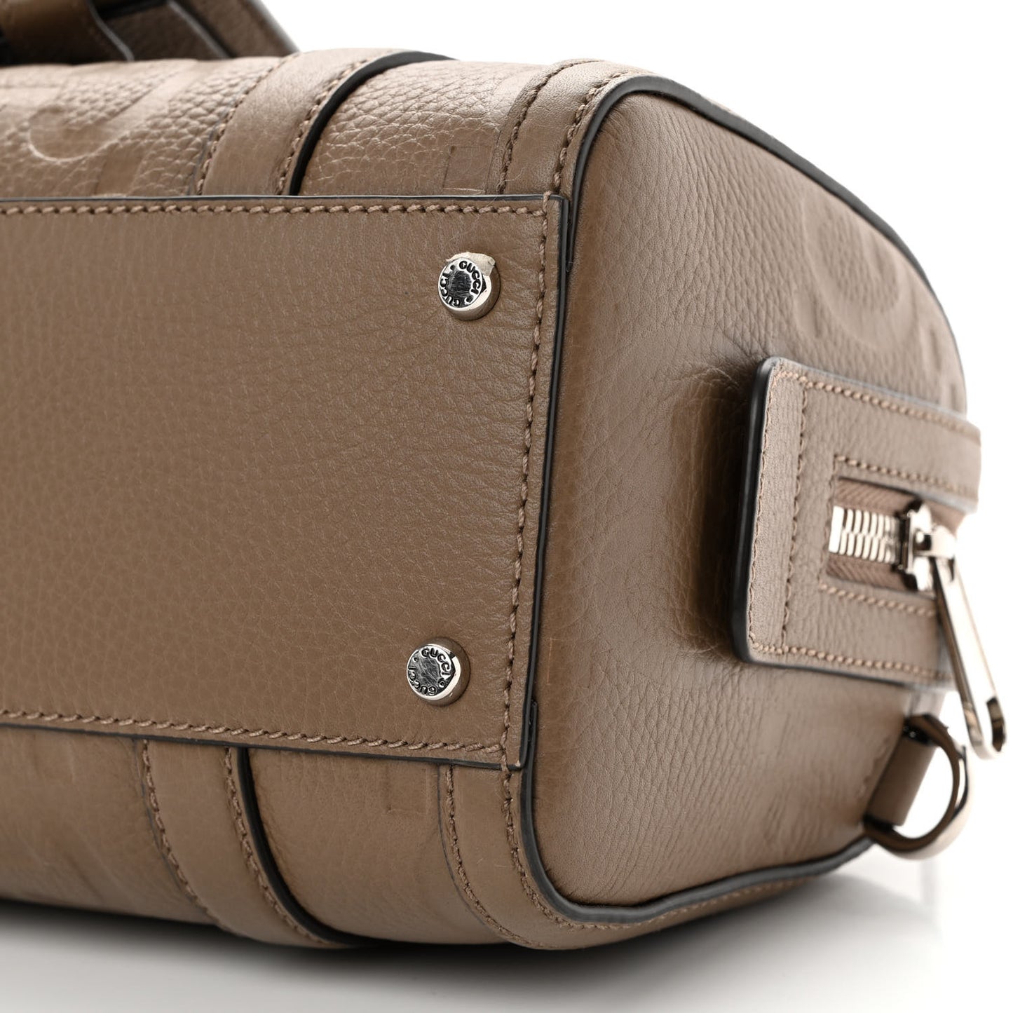 Piuma Calfskin Jumbo GG Embossed Mini Duffle Bag Good Taupe