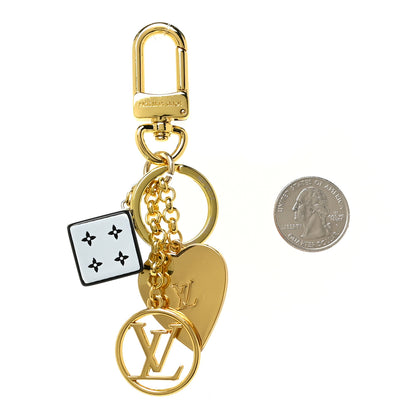 Louis Vuitton Metal Resin Game On Dice and Heart Charm Key Holder Gold 2 of 3