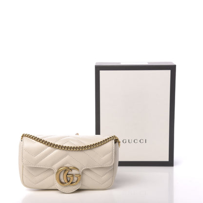 Gucci Calfskin Matelasse Super Mini GG Marmont Shoulder Bag White 11 of 11