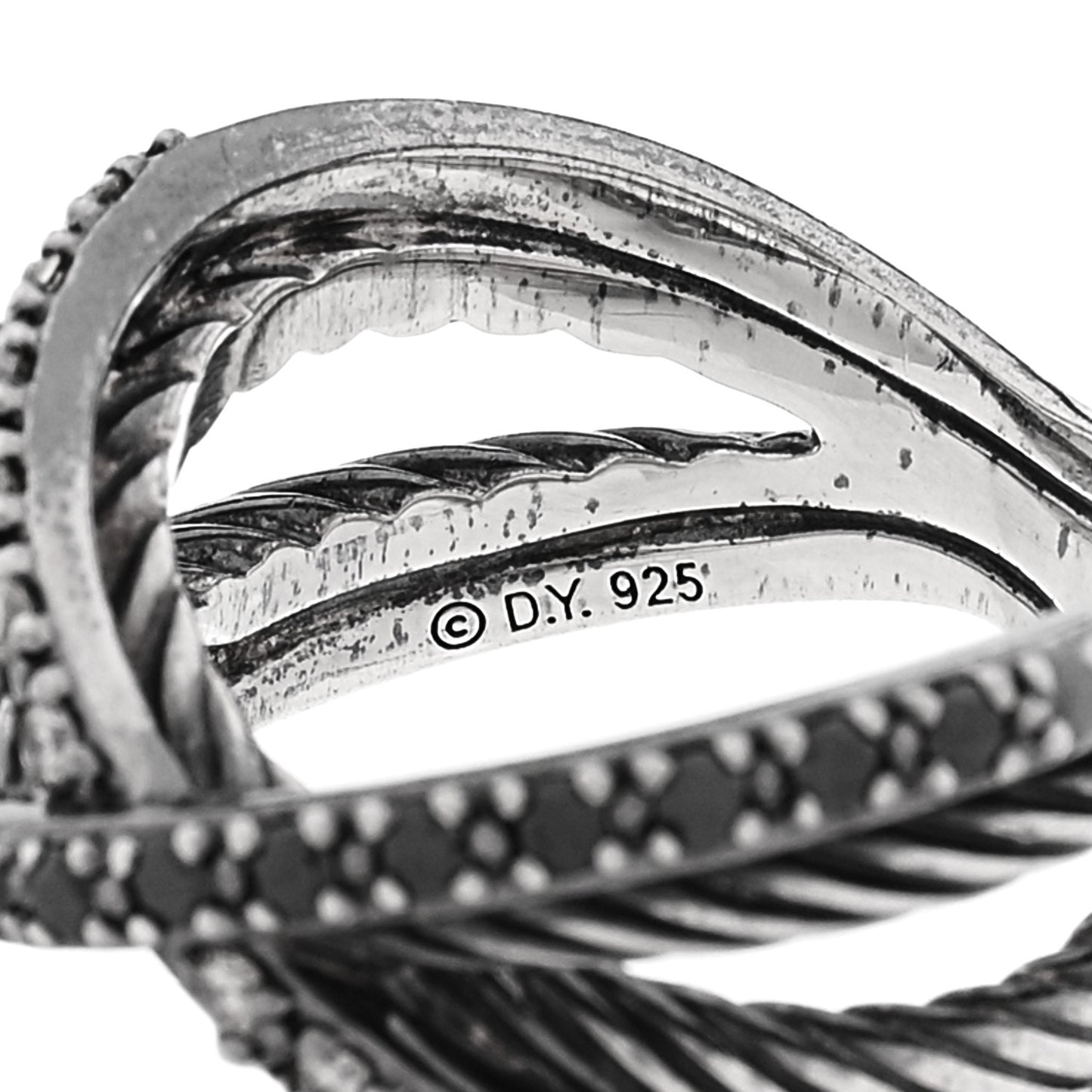 Sterling Silver Black Diamond X Crossover Cable Ring 53 6.25