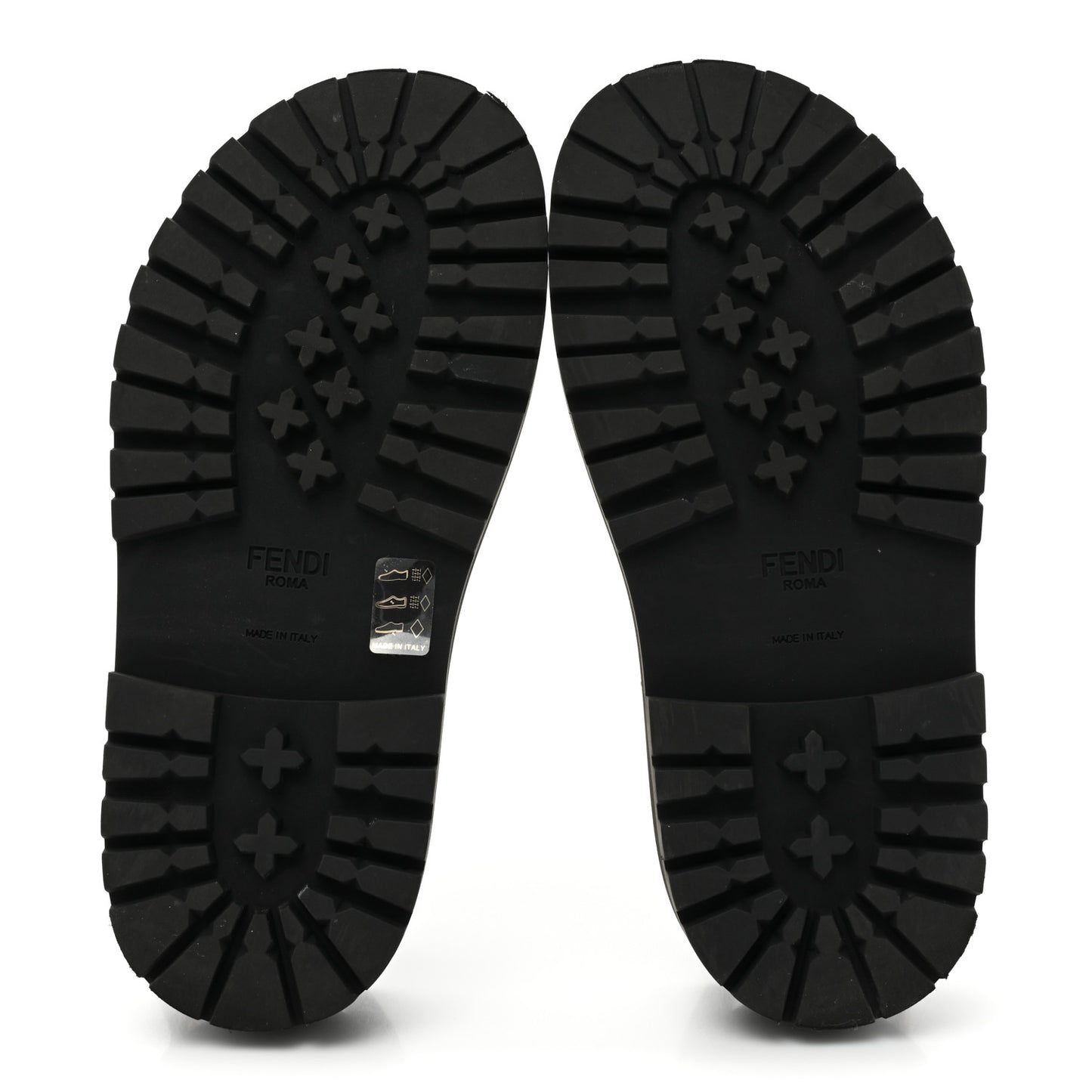 Vernice High-Tech Glazed Fabric FF Lug Sole Platform Sandals 37.5 Black Tobacco Moro