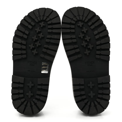 Fendi Vernice High-Tech Glazed Fabric FF Lug Sole Platform Sandals 37.5 Black Tobacco Moro 5 of 7