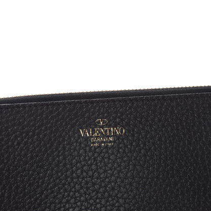 Valentino Garavani Pebbled Calfskin Rockstud Flap Clutch Black 8 of 8