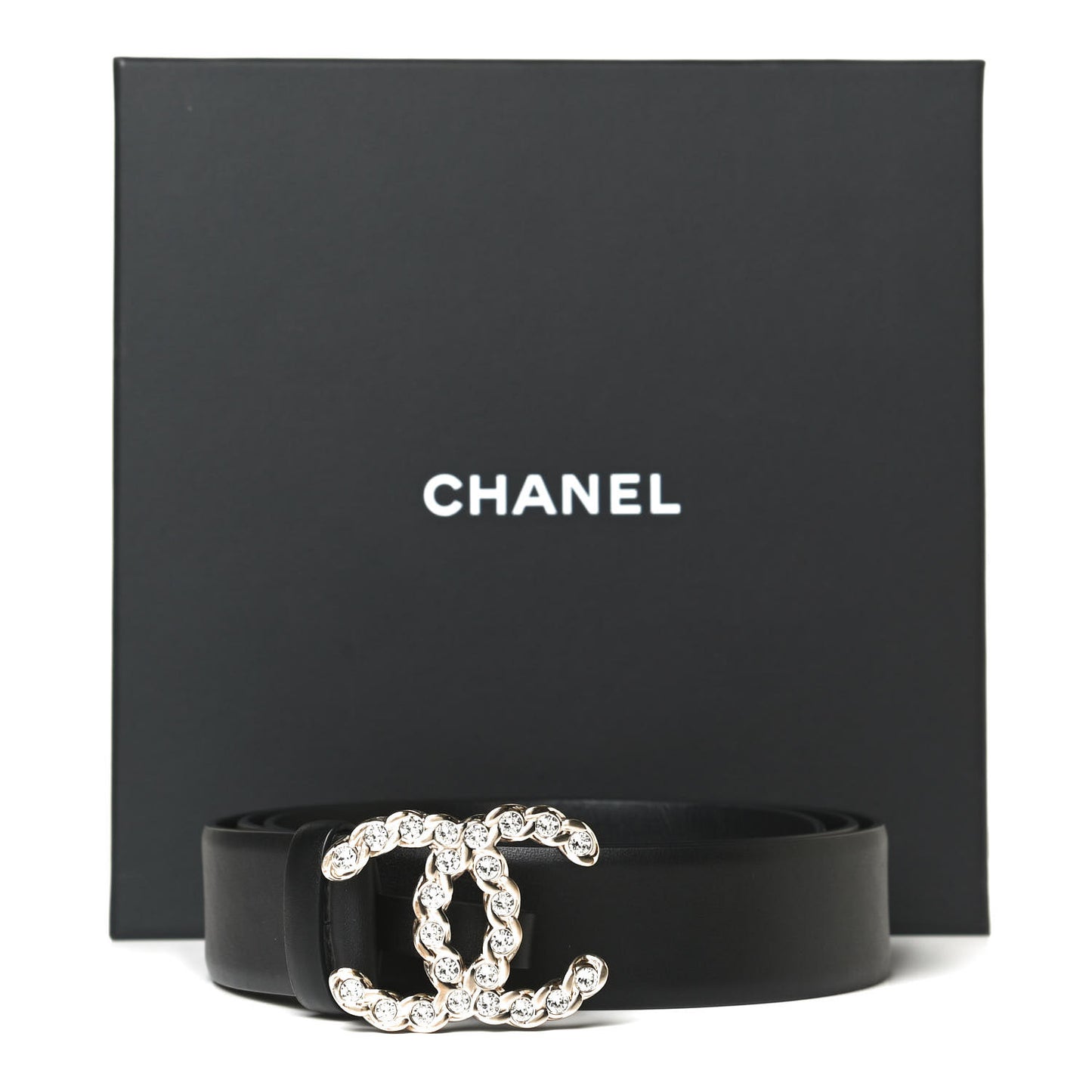 Calfskin Crystal Pearls Coronation CC Belt 95 38 Black