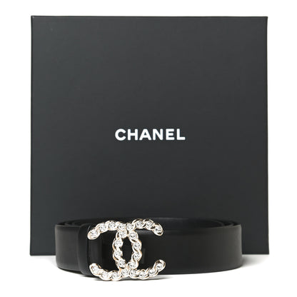Chanel Calfskin Crystal Pearls Coronation CC Belt 95 38 Black 5 of 5