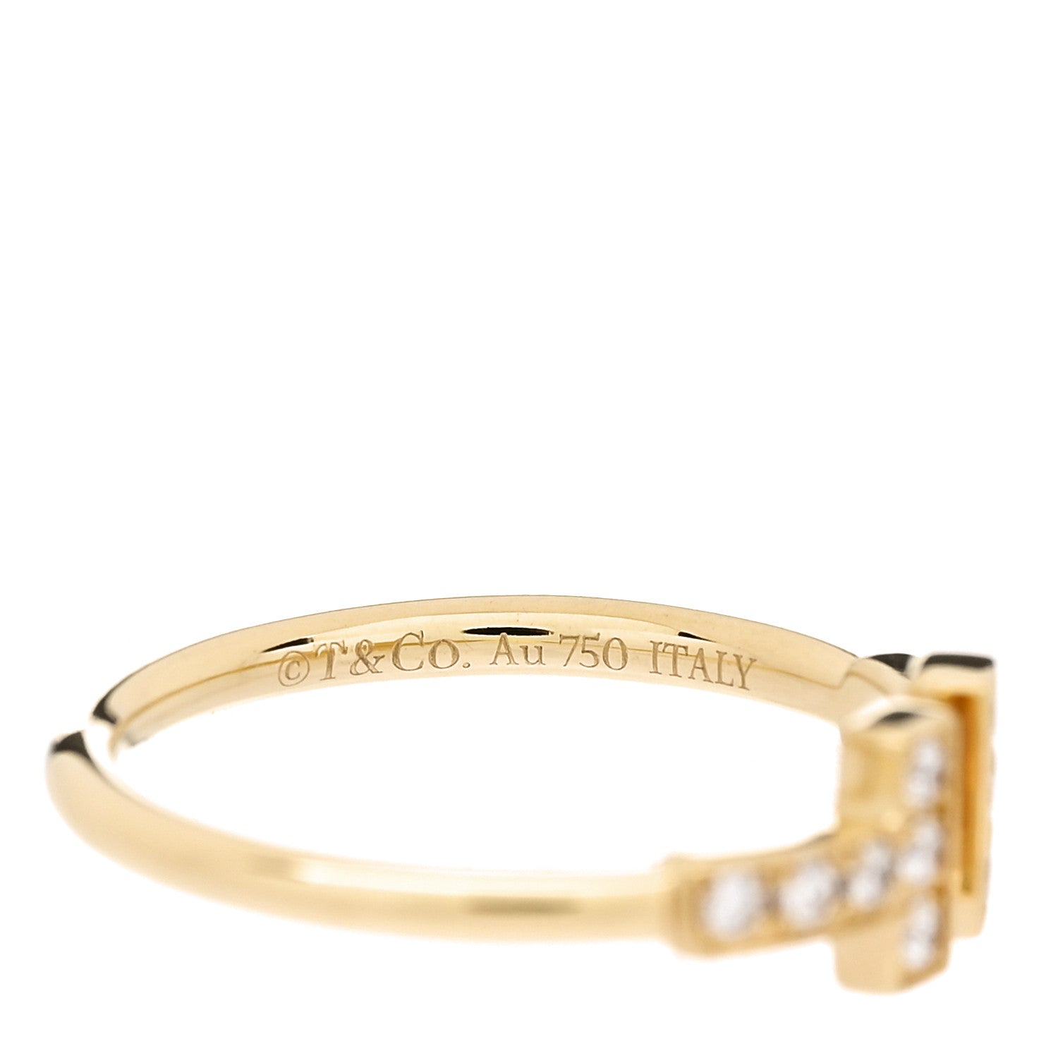 Tiffany 18K Yellow Gold Diamond T Wire Ring 49 4.75 4 of 4