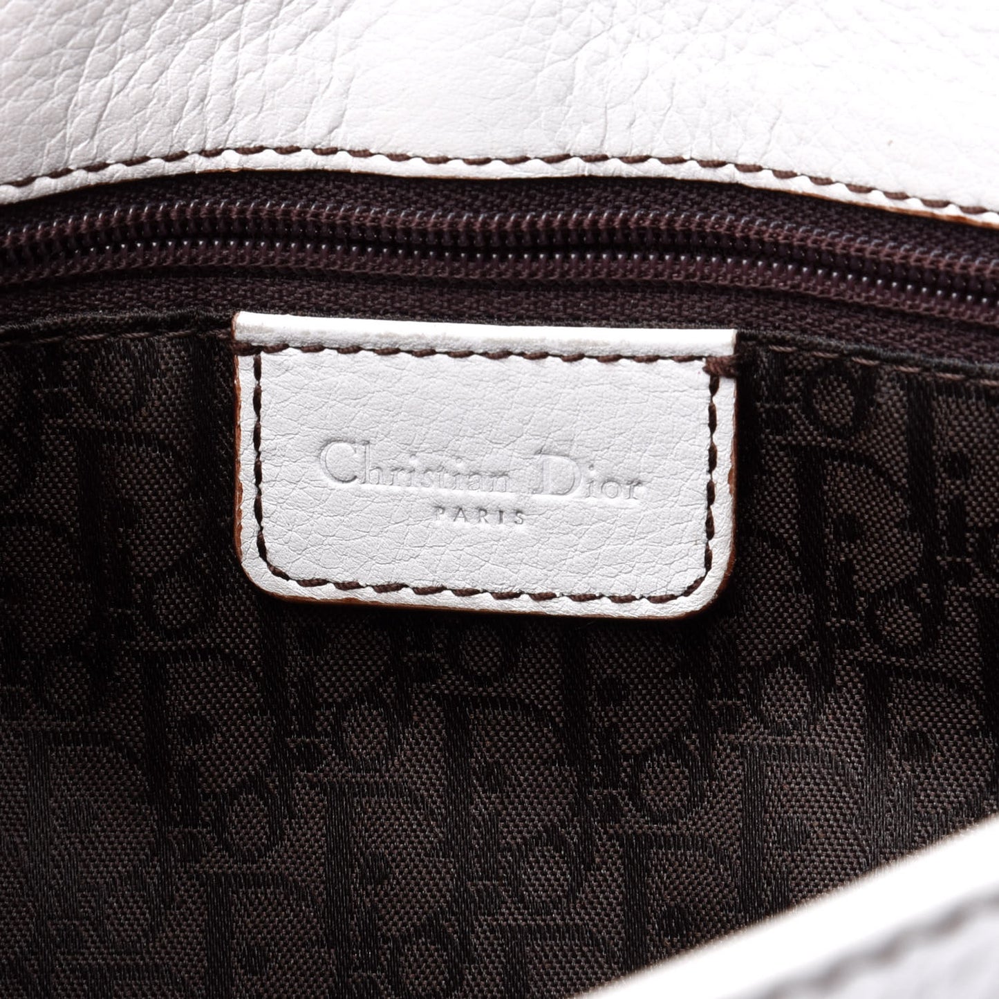 Grained Calfskin Saddle Pouch White