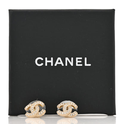 Chanel Metal Crystal CC Earrings Gold 5 of 5