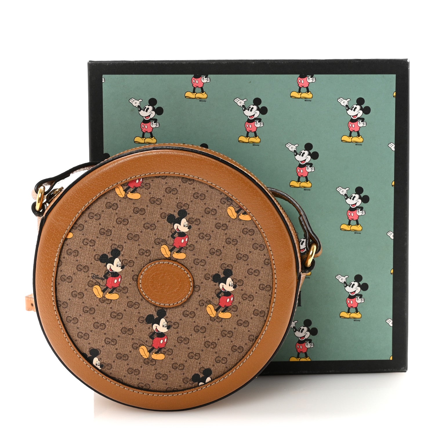 Gucci X DISNEY Mini Vintage GG Supreme Monogram Mickey Mouse Round Shoulder Bag Beige Vintage Sun Oil 11 of 11
