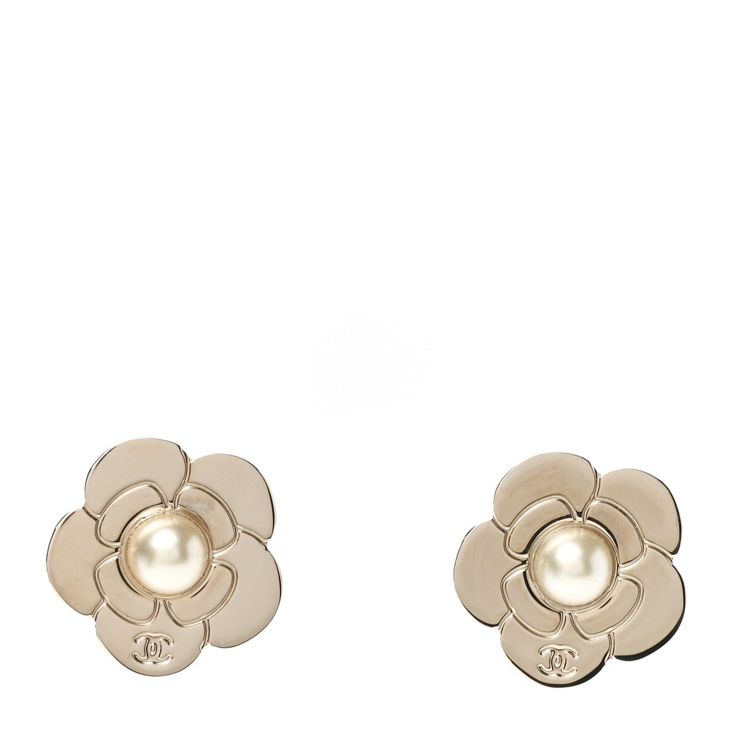 Pearl CC Camellia Earrings Gold