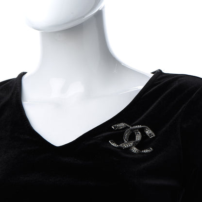 Chanel Ruthenium Pearl Crystal CC Brooch Black 2 of 5