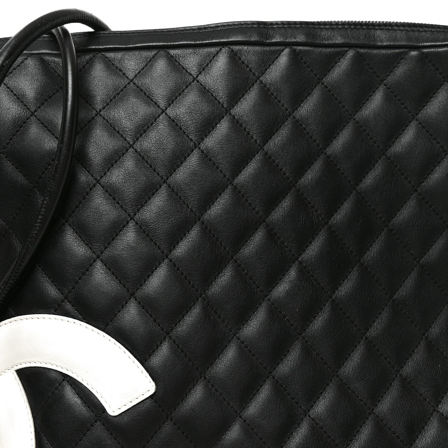 Calfskin Quilted Large Cambon Messenger Black White