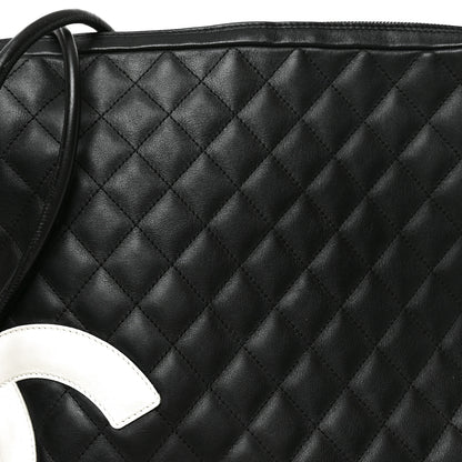 Chanel Calfskin Quilted Large Cambon Messenger Black White 8 of 10
