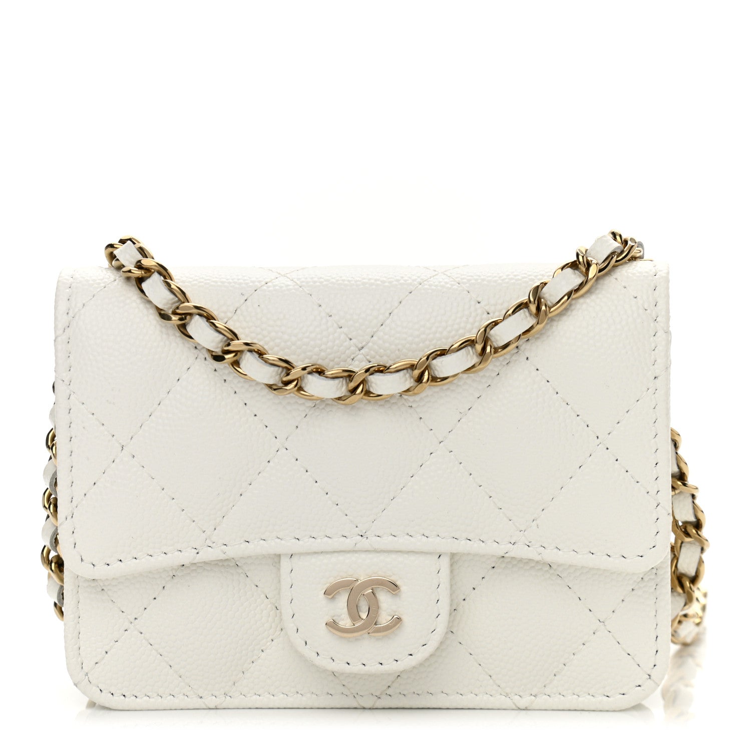 Chanel Caviar Quilted Mini Chain Bag White 1 of 11