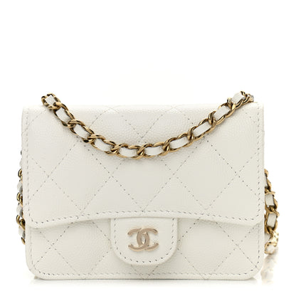 Chanel Caviar Quilted Mini Chain Bag White 1 of 11