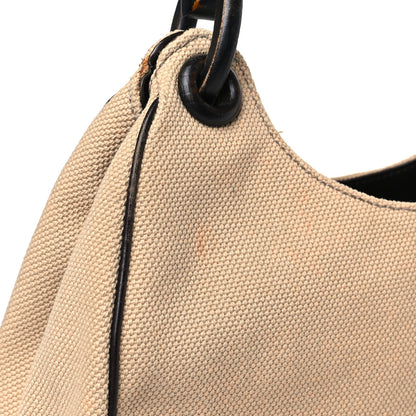 Gucci Canvas Wooden Handle Shoulder Bag Beige 8 of 9