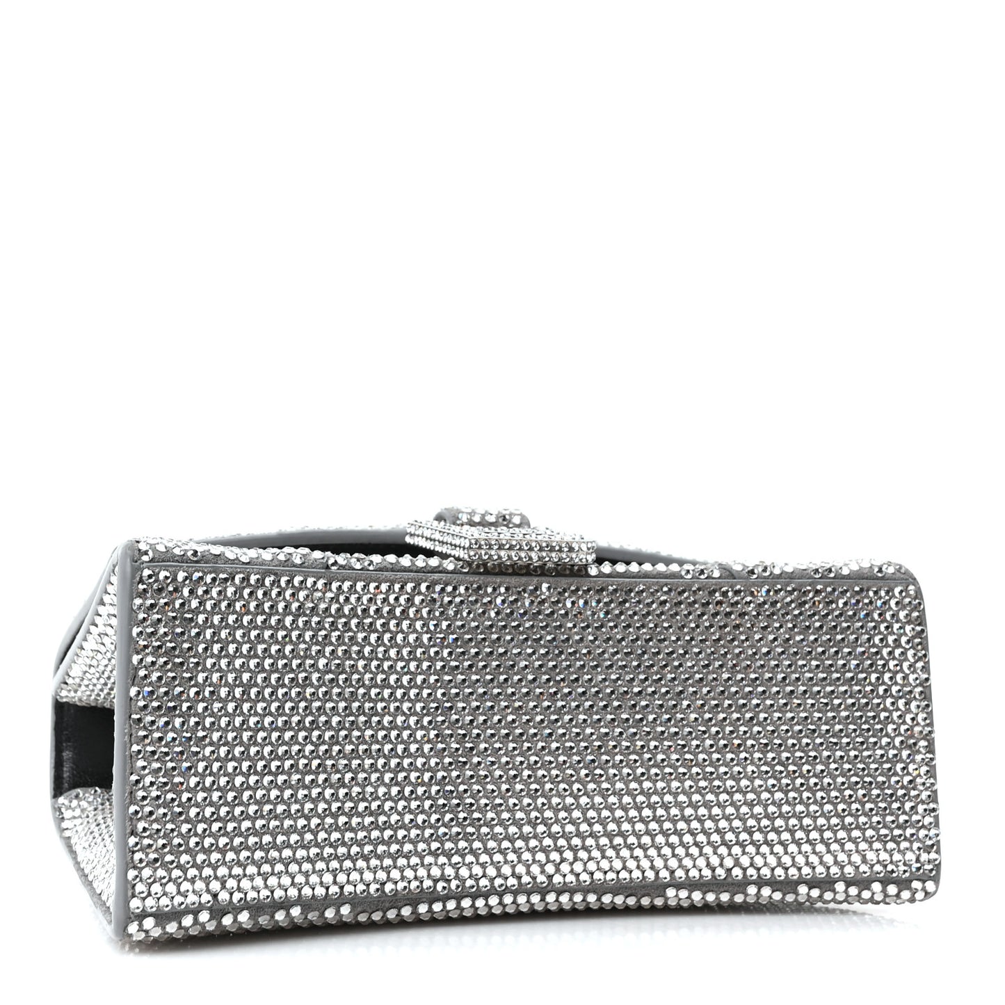 Strass Suede Hourglass Top Handle Bag XS Smoke Grey Crystal