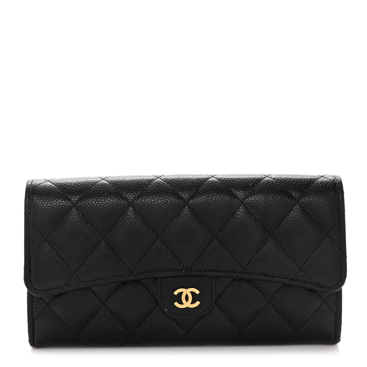 Chanel Caviar Quilted Large Gusset Flap Wallet Black 1 of 9