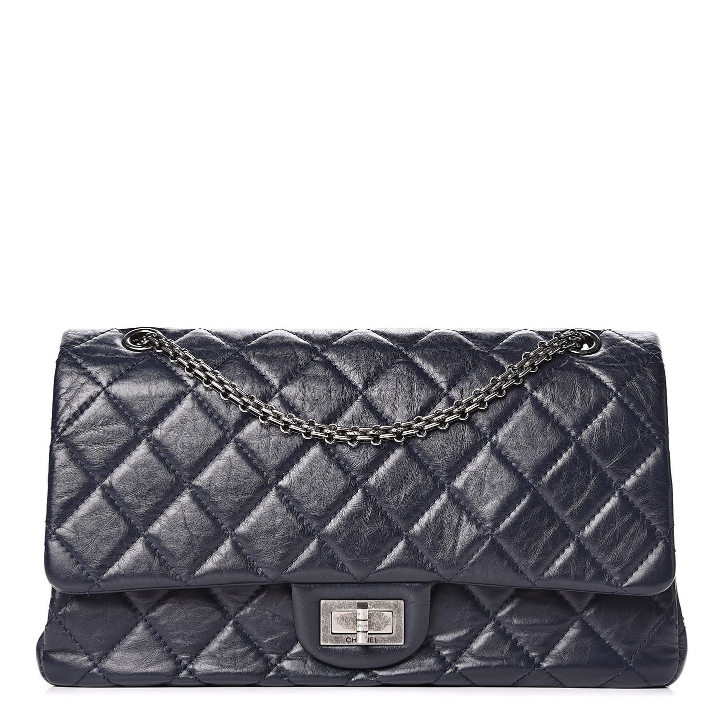 Aged Calfskin Quilted 2.55 Reissue 227 Flap Navy Blue