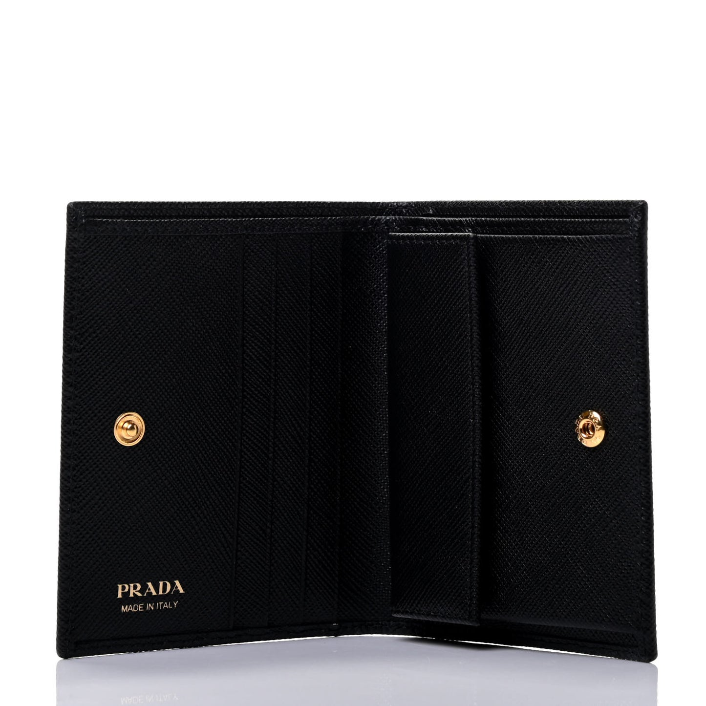 Saffiano Triangle Bi-Fold Compact Wallet Black