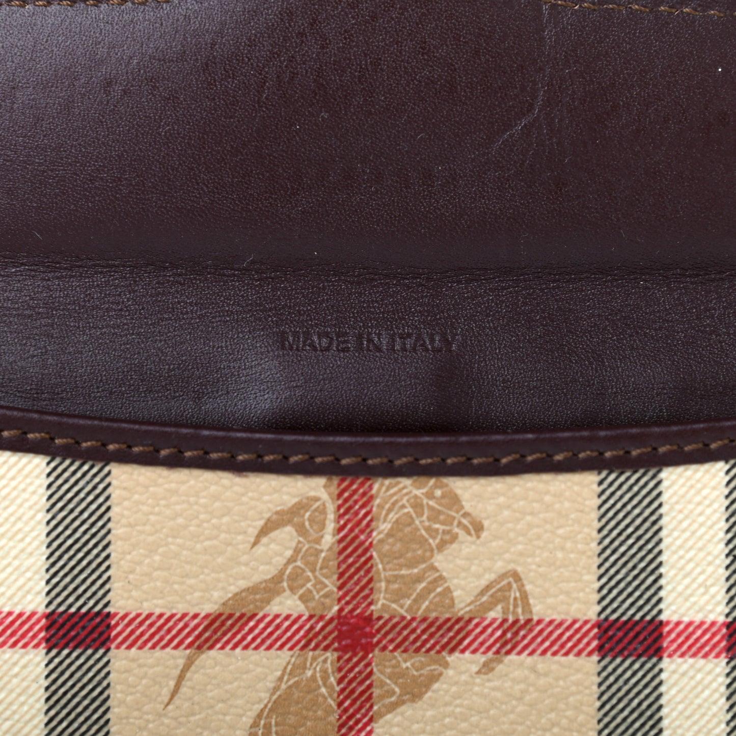 Calfskin House Check Wallet Brown