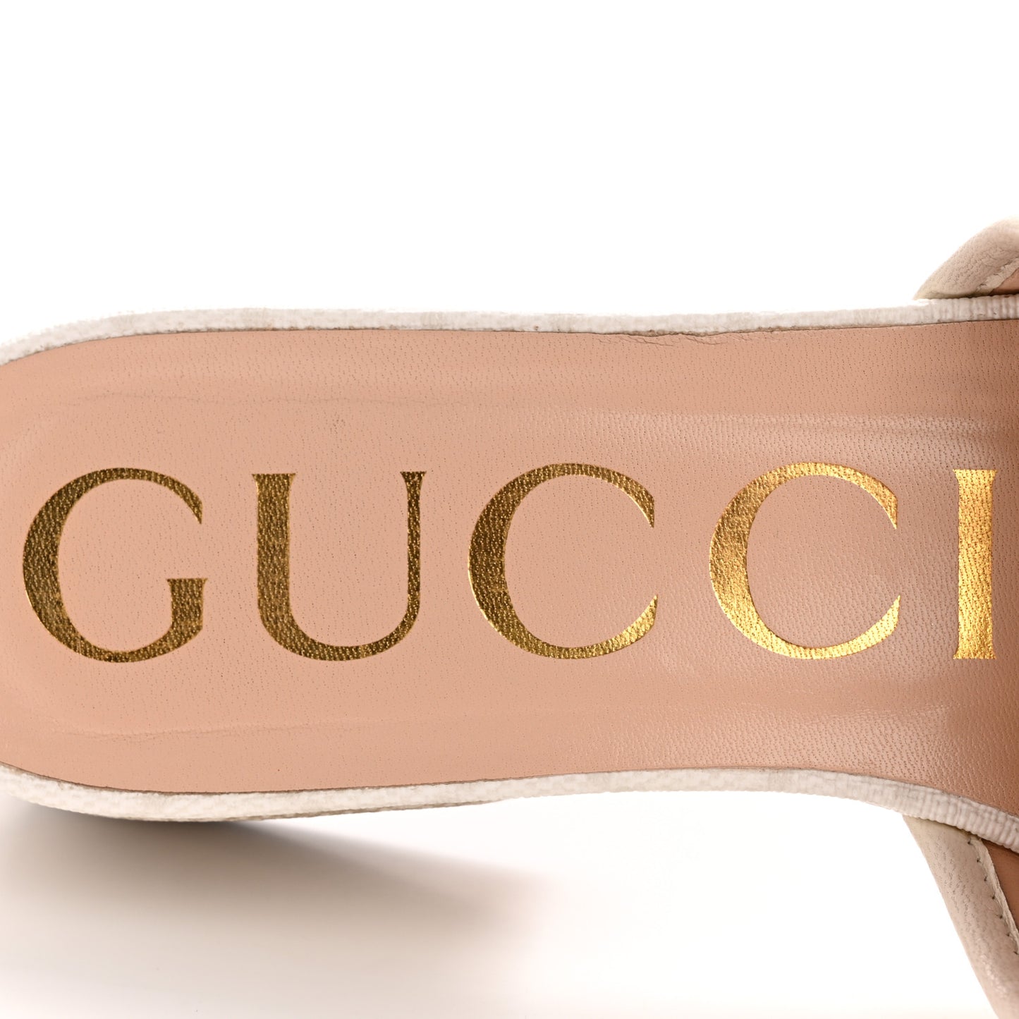 GG Supreme Monogram Malaga Kid Platform Mule Sandals 36 White Mystic White