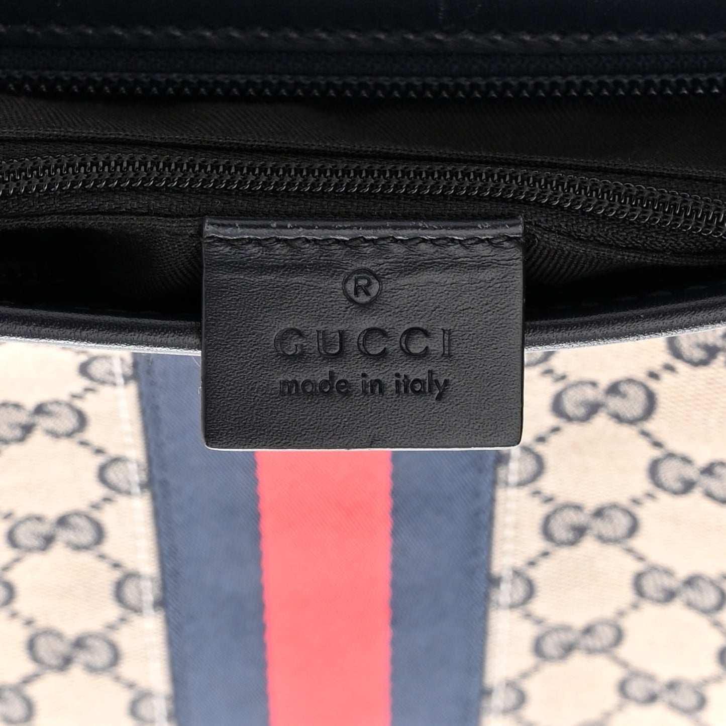 GG Supreme Monogram Web Flat Messenger Bag Navy