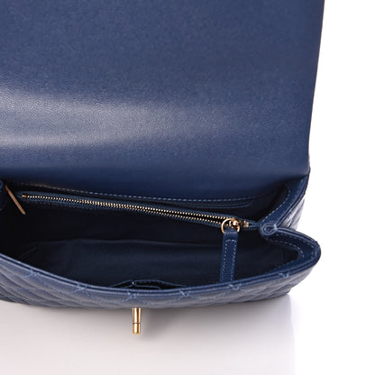 Chanel Caviar Quilted Small Coco Handle Flap Dark Blue 7 of 10