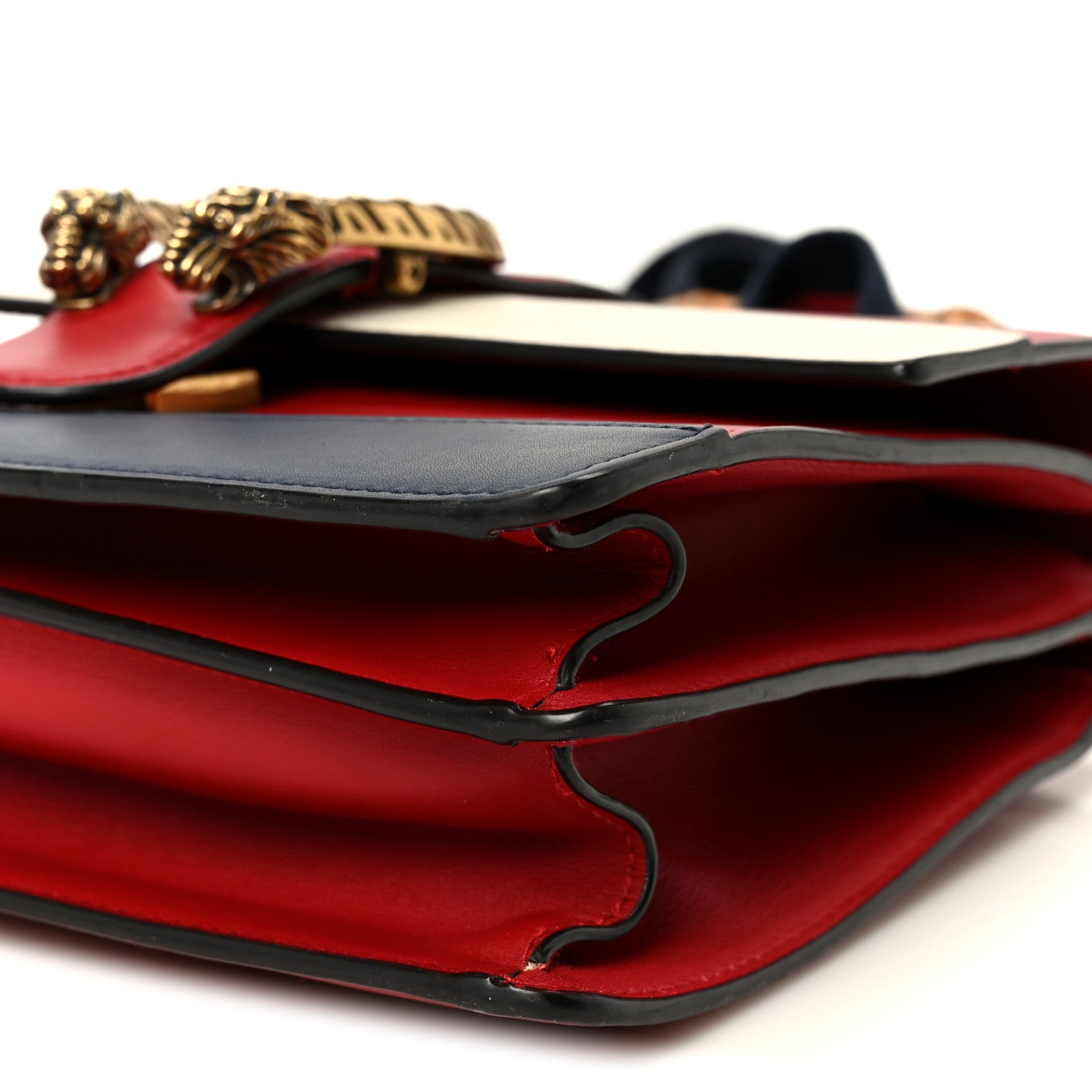 Gucci Calfskin Bamboo Web Medium Dionysus Top Handle Bag Red White