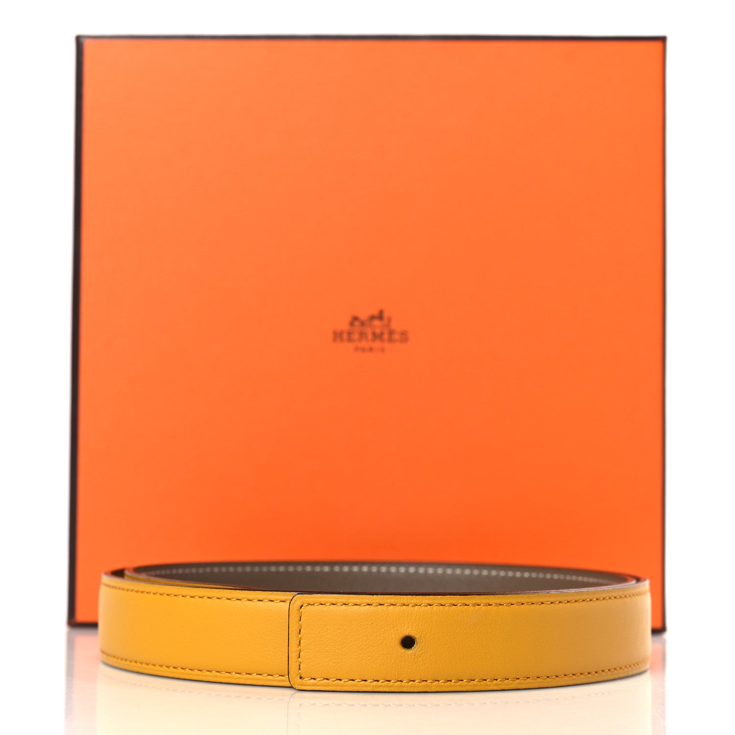 Hermes Swift Epsom 24mm Belt Strap 80 32 Jaune Ambre Etoupe 7 of 7