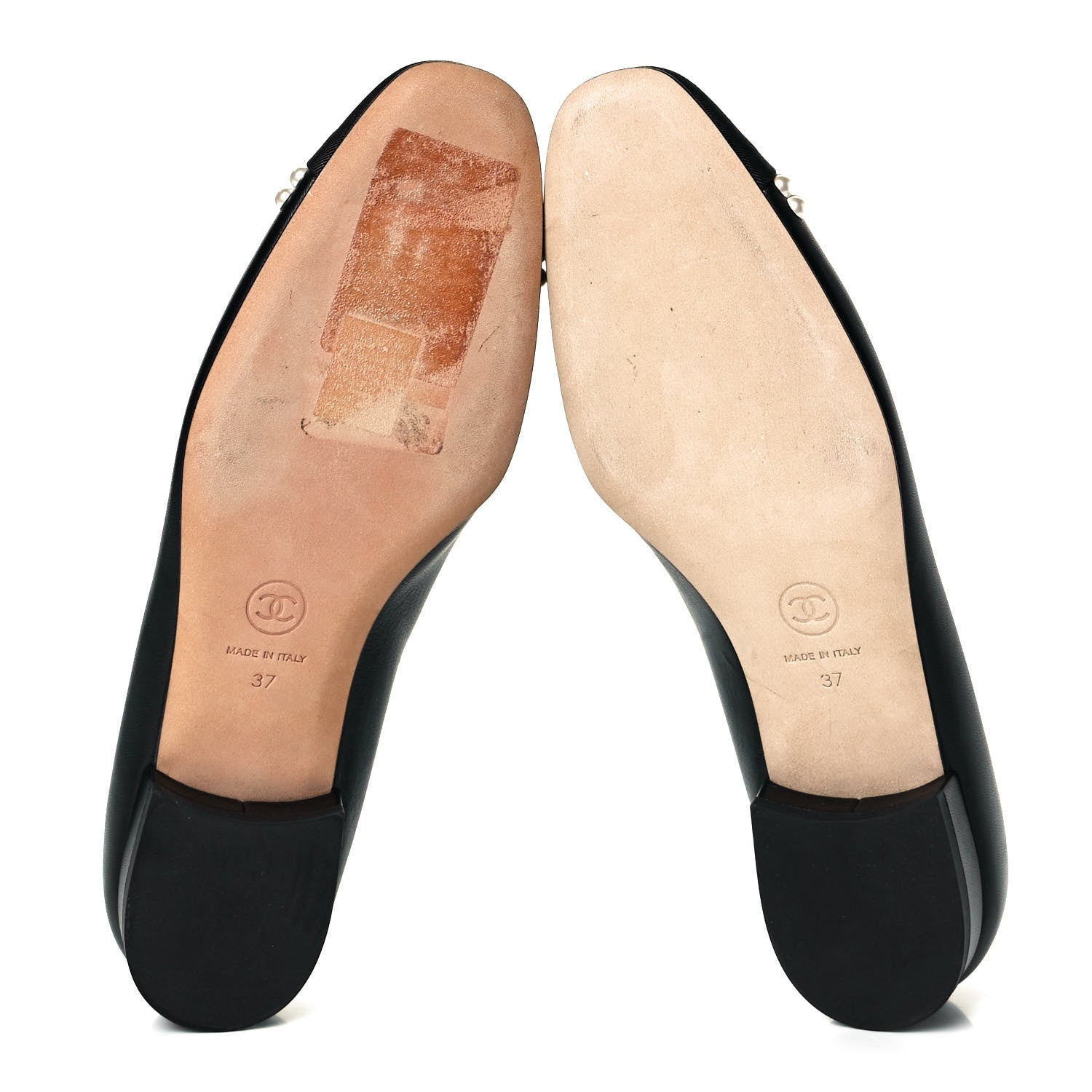 Chanel Lambskin Grosgrain Pearl Cap Toe Ballerina Flats 37 Black 7 of 10