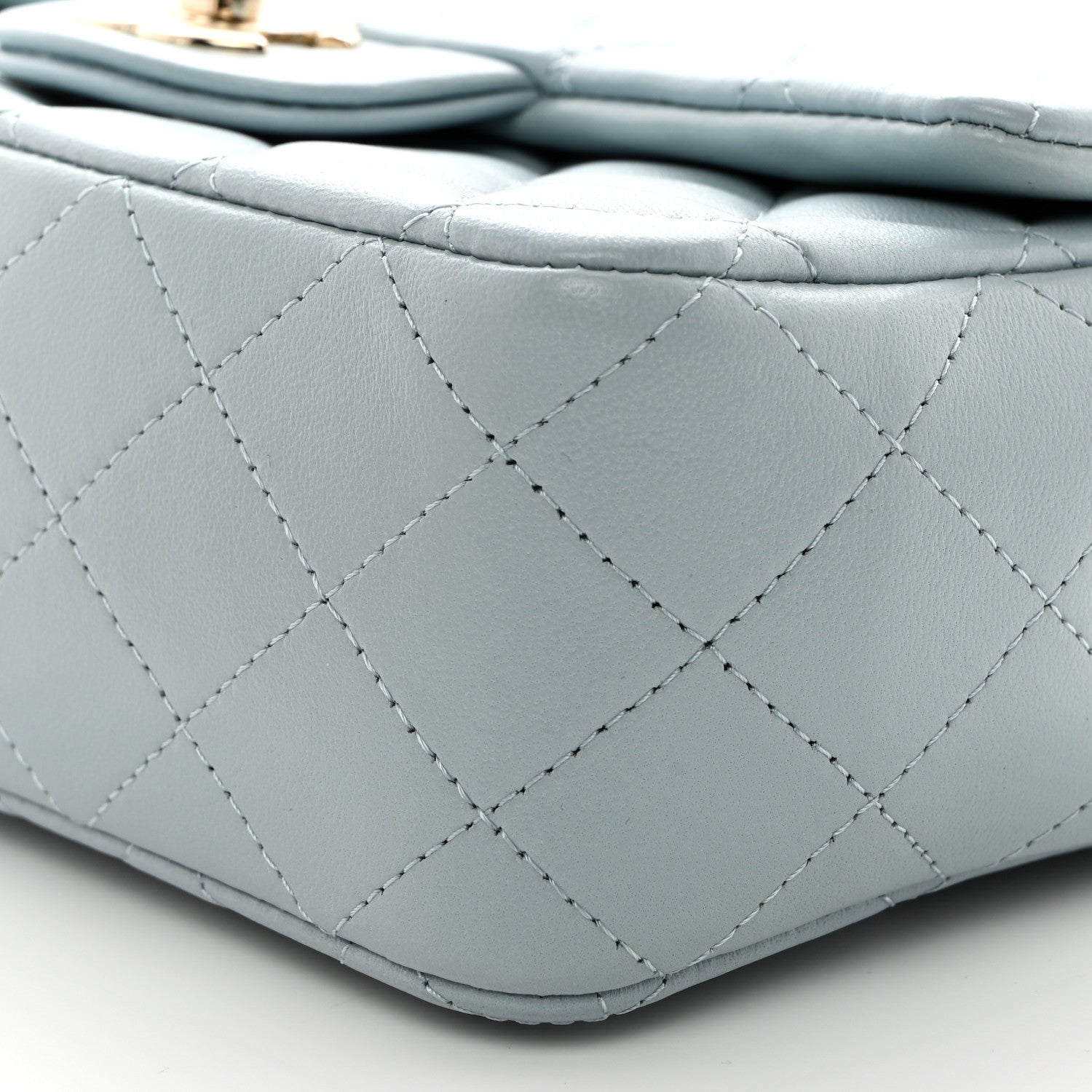 Chanel Lambskin Quilted Mini Top Handle Rectangular Flap Light Blue 10 of 11