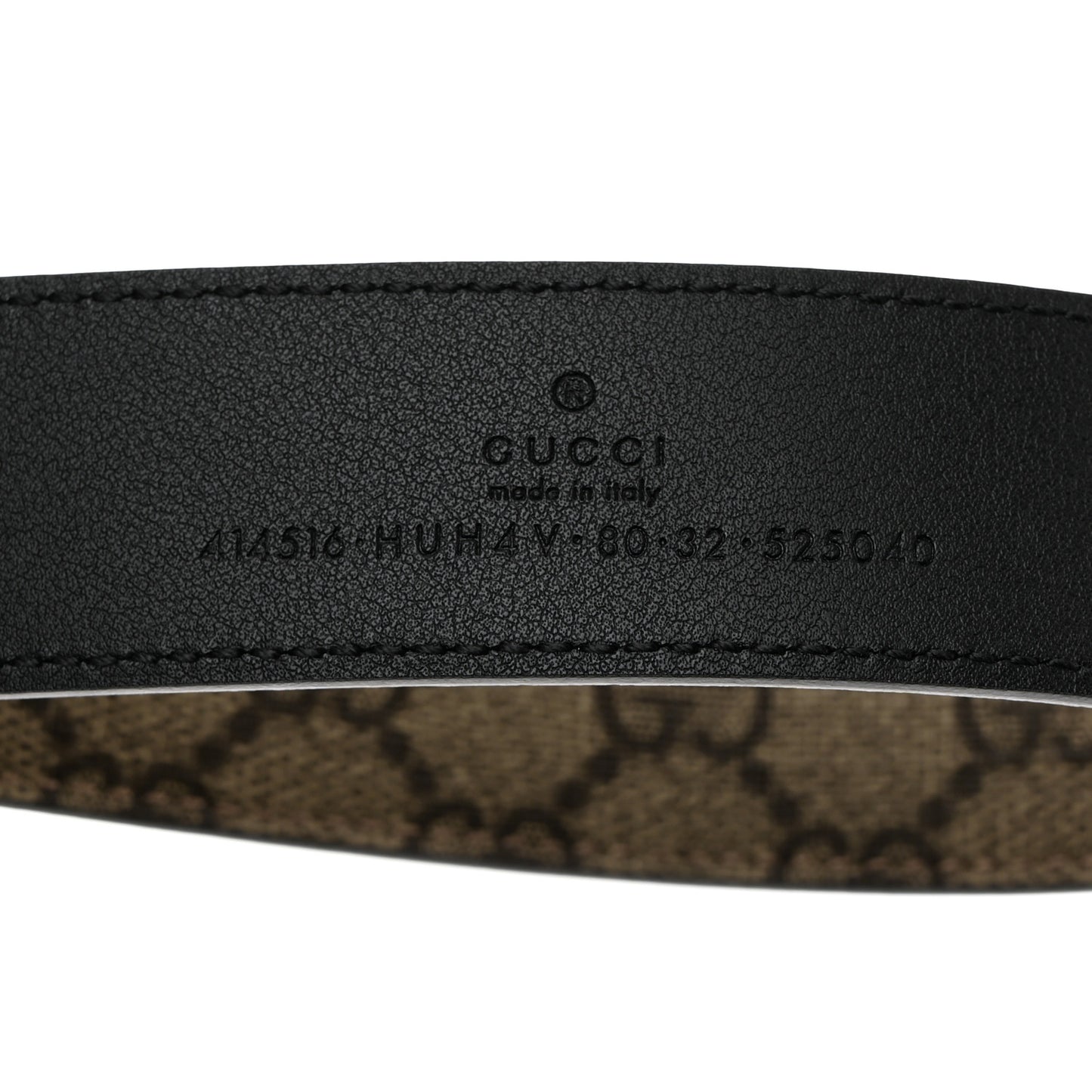 GG Supreme Monogram Plutone Calfskin Enamel Double G 30mm Belt 80 32 Beige Ebony Black