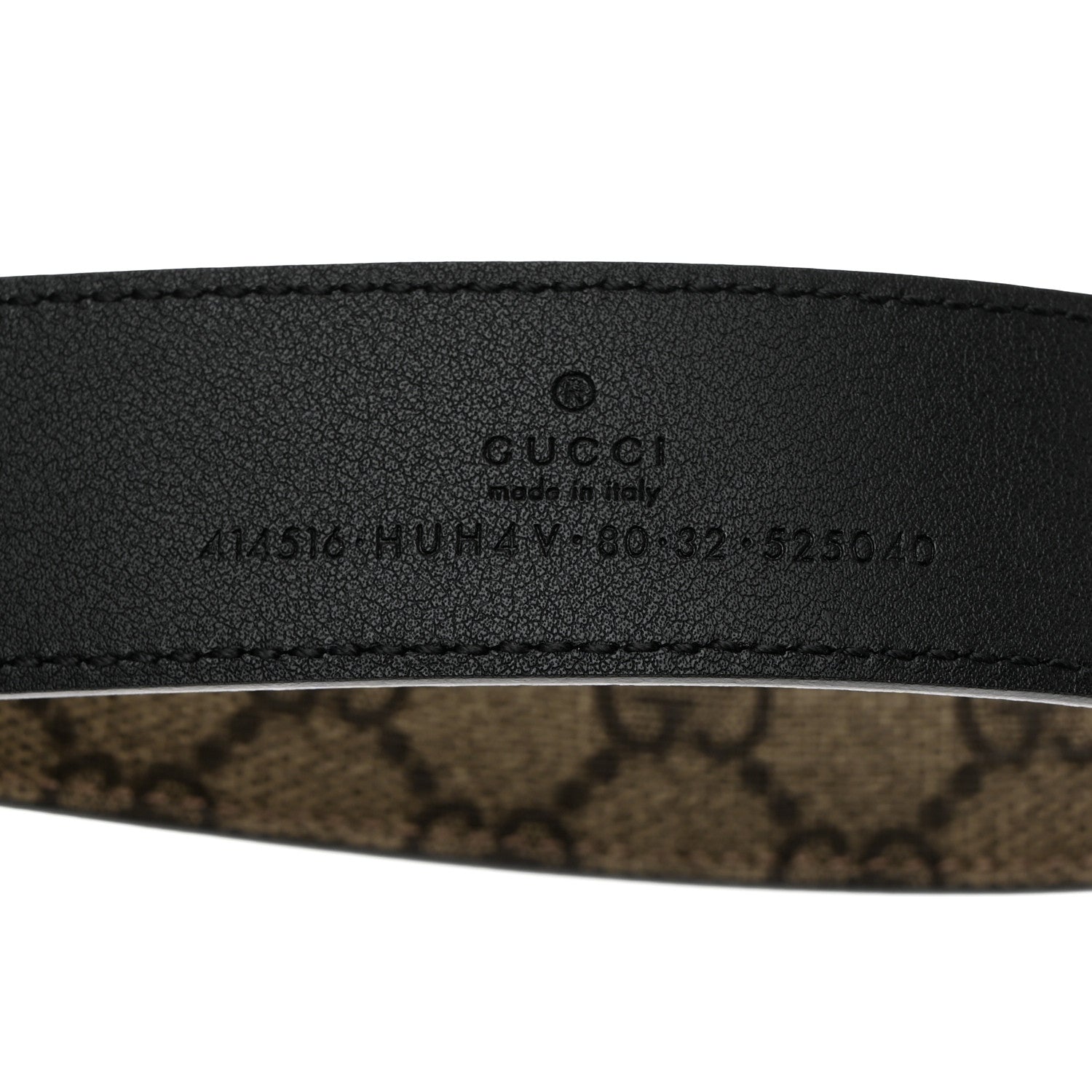 Gucci GG Supreme Monogram Plutone Calfskin Enamel Double G 30mm Belt 80 32 Beige Ebony Black 3 of 5