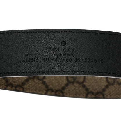 Gucci GG Supreme Monogram Plutone Calfskin Enamel Double G 30mm Belt 80 32 Beige Ebony Black 3 of 5