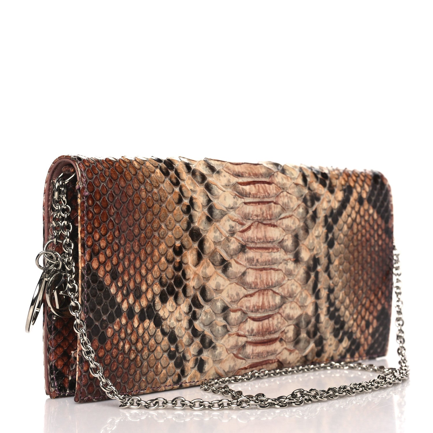 Christian Dior Snakeskin Evening Clutch Brown 3 of 8