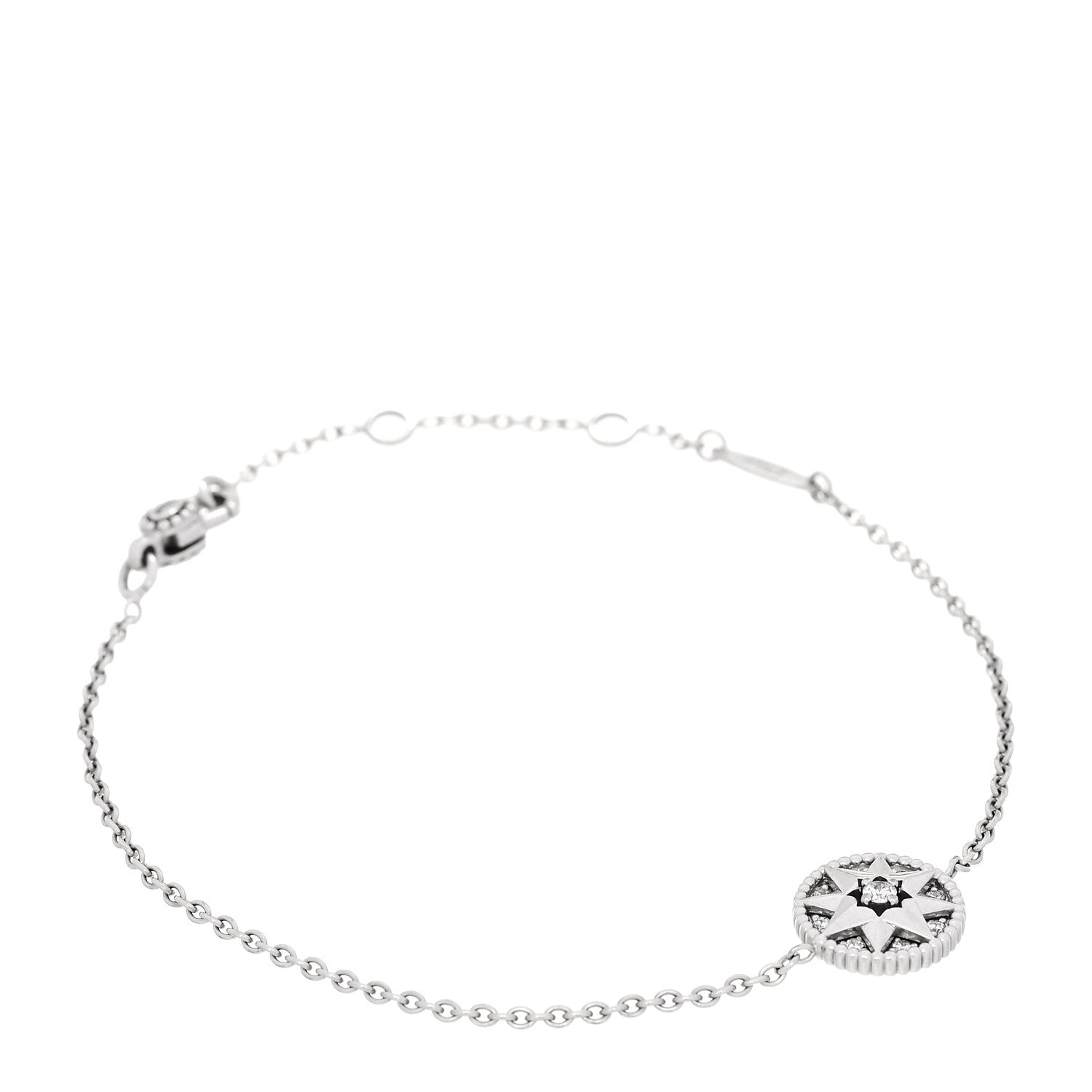 Christian Dior 18K White Gold Pave Diamond Rose Des Vents Bracelet 1 of 6