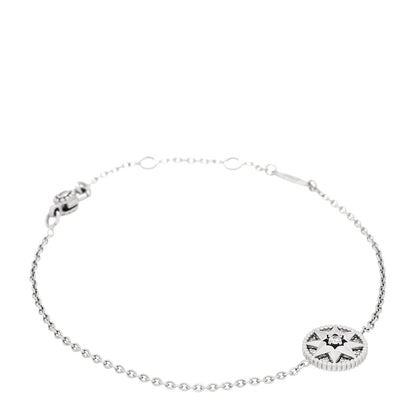 Christian Dior 18K White Gold Pave Diamond Rose Des Vents Bracelet 1 of 6