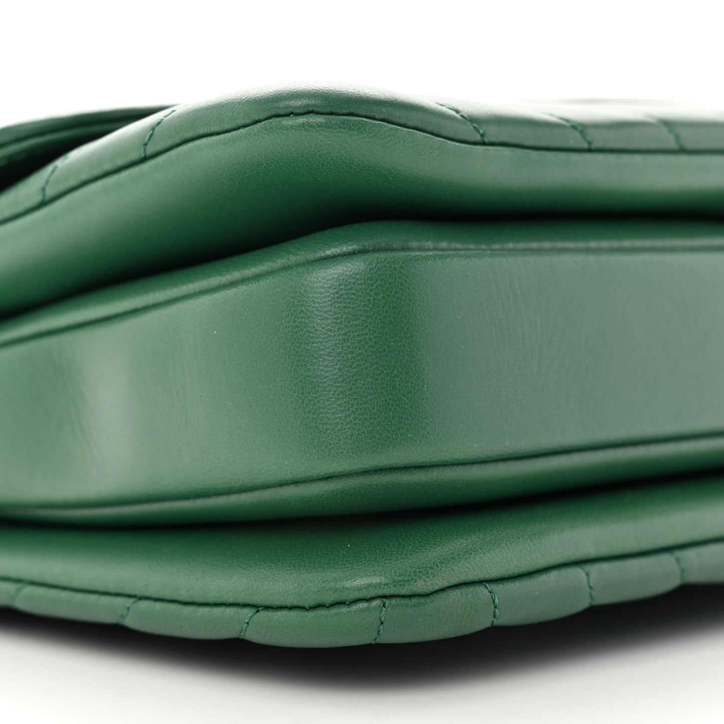 Lambskin Chevron Quilted Small Trendy CC Dual Handle Flap Bag Green